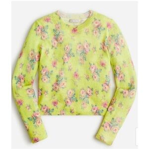 J.Crew Brushed wool-blend crewneck sweater in lemon rose garden